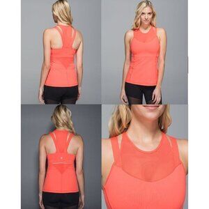 Lululemon Women's Running In The City Tank Mesh Pullover Grapefruit Sz 4